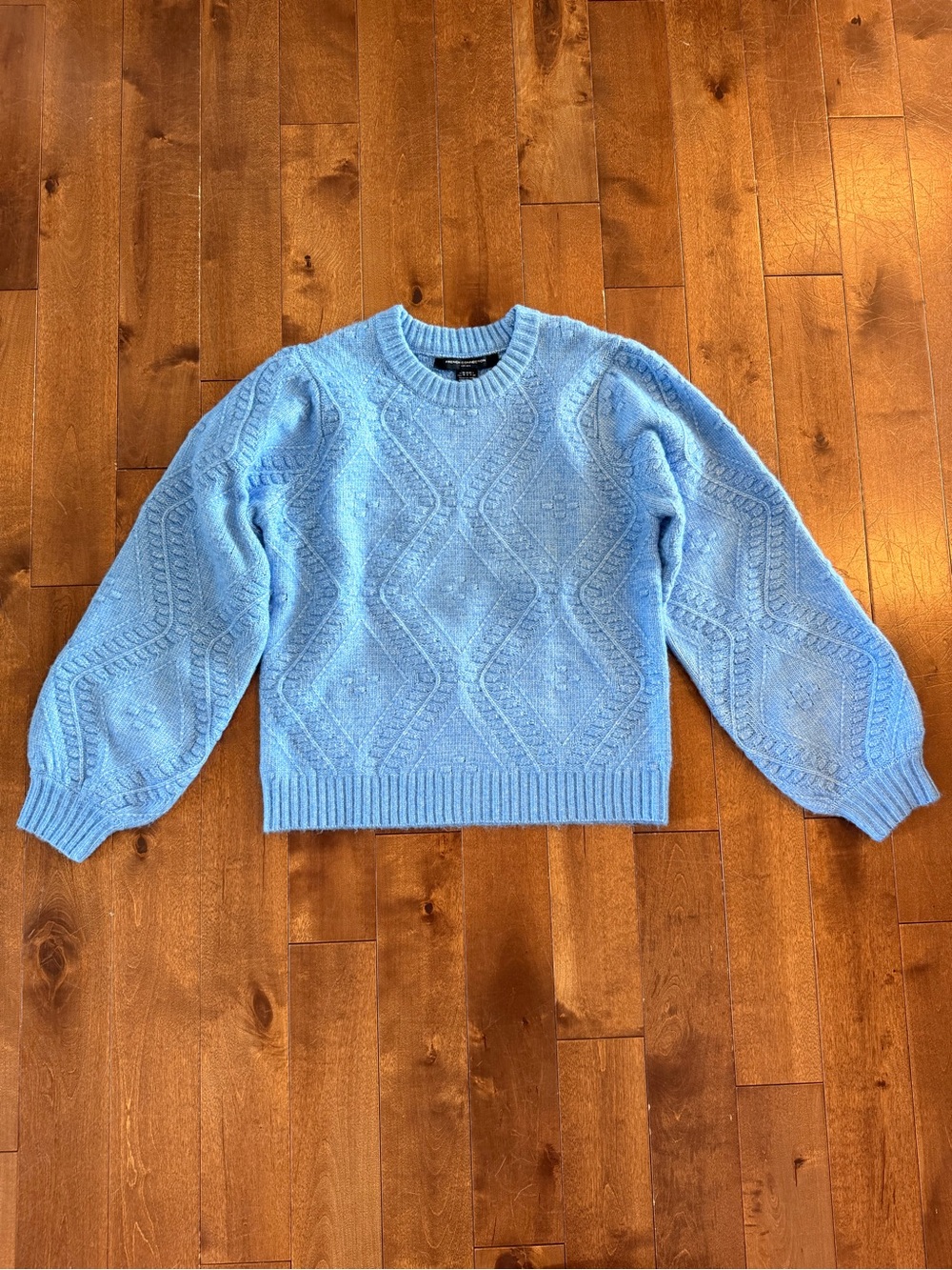 NWOT French Connection Women's Light Blue Cable Knit Sweater - US Size 6